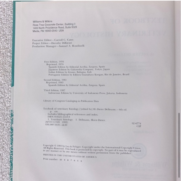 Textbook Of Veterinary Histology Fourth Edition - Picture 7 of 10